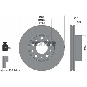 Disque de frein TEXTAR 92275003 avant, ventilé, 1 pièce pas cher