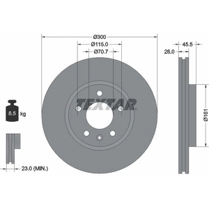 Disque de frein TEXTAR 92205605 avant, ventilé, à haute teneur en carbone, 1 pièce pas cher