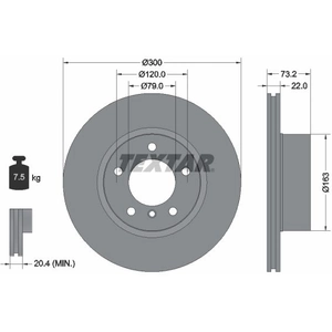Disque de frein TEXTAR 92238505 avant, ventilé, 1 pièce pas cher
