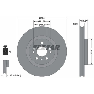 TEXTAR Disques de frein pour MERCEDES-BENZ: Classe GLE, Classe ML (Ref: 92260405) pas cher