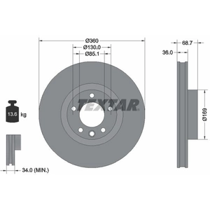 Disque de frein TEXTAR 92262605 avant, ventilé, à haute teneur en carbone, 1 pièce pas cher