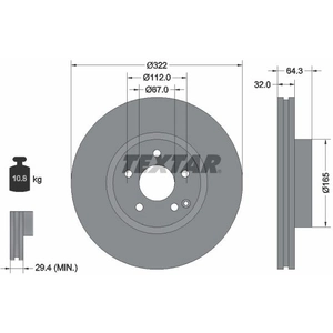 Disque de frein TEXTAR 92163505 avant, ventilé, à haute teneur en carbone, 1 pièce pas cher