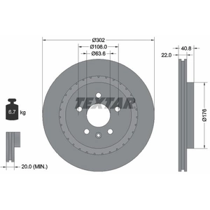 TEXTAR Disques de frein pour VOLVO: XC 70, S60, V60, S80, V70 (Ref: 92168305) pas cher