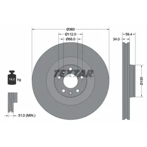 Disque de frein TEXTAR 92122205 pas cher