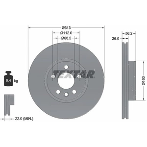 Disque de frein TEXTAR 92109905 avant, ventilé, à haute teneur en carbone, 1 pièce pas cher