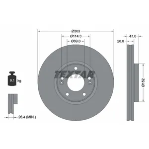 Disque de frein TEXTAR 92273303 avant, ventilé, 1 pièce pas cher