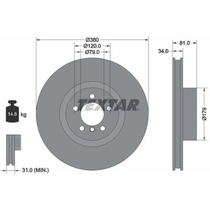 Disque de frein TEXTAR 92233905 avant, ventilé, à haute teneur en carbone, 1 pièce pas cher