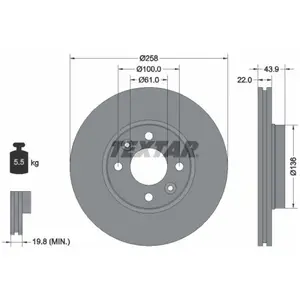 Disque de frein TEXTAR 92241503 avant, ventilé, 1 pièce pas cher