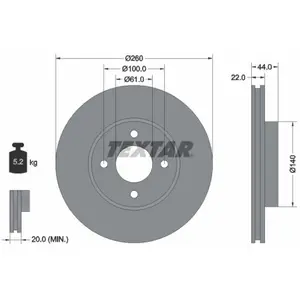 TEXTAR Disques de frein pour NISSAN: Note, Micra (Ref: 92239903) pas cher