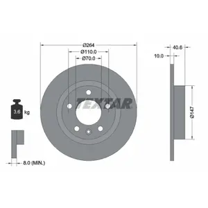 Disque de frein TEXTAR 92186403 arrière, plein, 1 pièce pas cher