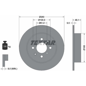 Disque de frein TEXTAR 92125403 arrière, plein, 1 pièce pas cher