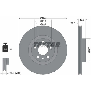 TEXTAR Disques de frein pour FIAT: 500, Panda & LANCIA: Ypsilon (Ref: 92252803) pas cher