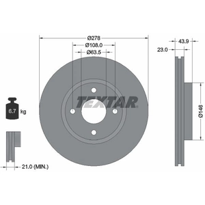 TEXTAR Disques de frein pour FORD: Fiesta, Courier, B-Max (Ref: 92252403) pas cher