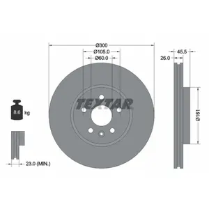 Disque de frein TEXTAR 92243303 avant, ventilé, 1 pièce pas cher