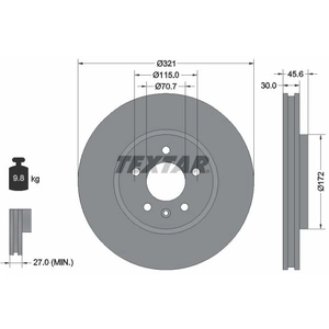 Disque de frein TEXTAR 92256803 avant, ventilé, 1 pièce pas cher