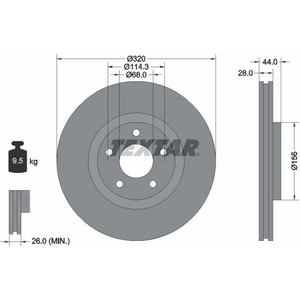 Disque de frein TEXTAR 92222003 avant, ventilé, 1 pièce pas cher