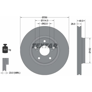 TEXTAR Disques de frein pour TOYOTA: Avensis, Auris, Verso, Corolla (Ref: 92163903) pas cher