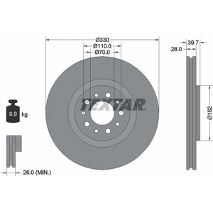Disque de frein TEXTAR 92145103 avant, ventilé, 1 pièce pas cher
