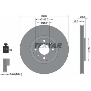 Disque de frein TEXTAR 92168503 avant, ventilé, 1 pièce pas cher