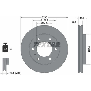 TEXTAR Disques de frein pour MITSUBISHI: Shogun, Pajero, Montero (Ref: 92128803) pas cher