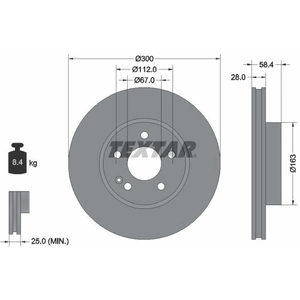 Disque de frein TEXTAR 93123403 avant, ventilé, 1 pièce pas cher