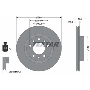 TEXTAR Disques de frein pour PEUGEOT: 308 (Ref: 92269003) pas cher