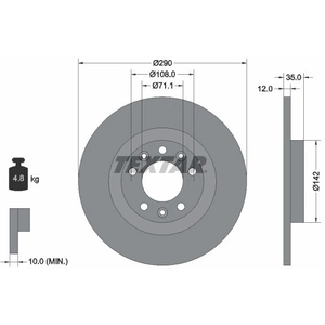 Disque de frein TEXTAR 92267303 arrière, plein, 1 pièce pas cher
