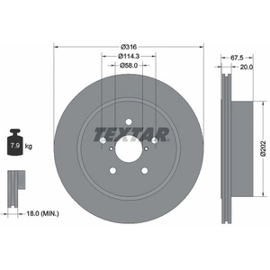 Disque de frein TEXTAR 92227803 arrière, ventilé, 1 pièce pas cher