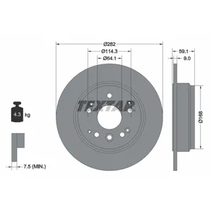 Disque de frein TEXTAR 92261703 arrière, plein, 1 pièce pas cher