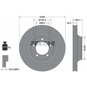 TEXTAR Disque de frein avant gauche pour PORSCHE: 911, Boxster (Ref: 92287805) pas cher