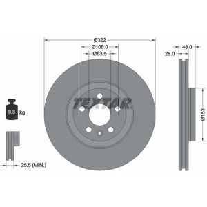 Disque de frein TEXTAR 92287405 avant, ventilé, à haute teneur en carbone, 1 pièce pas cher
