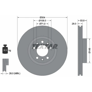 Disque de frein TEXTAR 92287203 avant, ventilé, 1 pièce pas cher