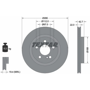 Disque de frein TEXTAR 92286903 arrière, ventilé, 1 pièce pas cher