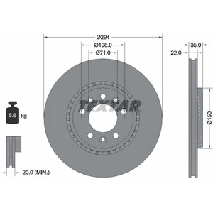 Disque de frein TEXTAR 92287103 arrière, ventilé, 1 pièce pas cher