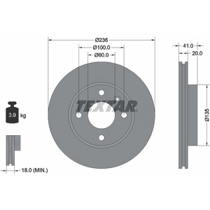 TEXTAR Disques de frein pour VAUXHALL: Viva & OPEL: Karl (Ref: 92278703) pas cher