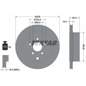 Disque de frein TEXTAR 92278503 arrière, ventilé, 1 pièce pas cher