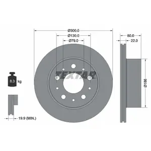 Disque de frein TEXTAR 92284303 arrière, ventilé, 1 pièce pas cher