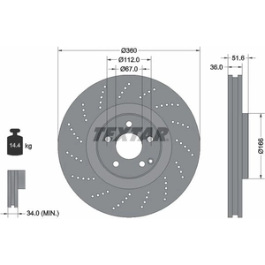 Disque de frein TEXTAR 92283905 avant, ventilé, perforé, à haute teneur en carbone, 1 pièce pas cher