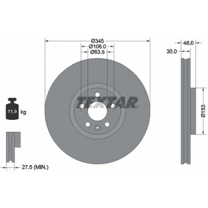 Disque de frein TEXTAR 92289805 avant, ventilé, à haute teneur en carbone, 1 pièce pas cher