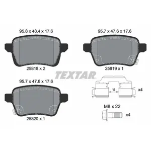 Kit de plaquettes de frein, frein à disque 2581802 Textar 2581802 pas cher