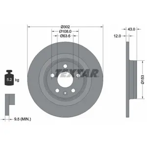 TEXTAR Disques de frein pour VOLVO: S60, V90, S90, XC 60, V60 (Ref: 92295105) pas cher
