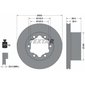 Disque de frein TEXTAR 92295303 arrière, ventilé, 1 pièce pas cher