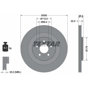 Disque de frein TEXTAR 92241803 arrière, ventilé, 1 pièce pas cher