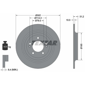 Disque de frein TEXTAR 92293403 arrière, plein, 1 pièce pas cher