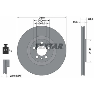 Disque de frein TEXTAR 92275905 avant, ventilé, à haute teneur en carbone, 1 pièce pas cher