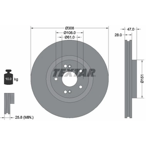 TEXTAR Disques de frein pour RENAULT: Laguna, Espace (Ref: 92174005) pas cher