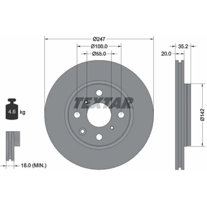 Disque de frein TEXTAR 92141903 avant, ventilé, 1 pièce pas cher