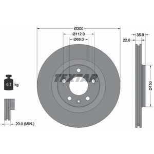 Disque de frein TEXTAR 92137103 arrière, ventilé, 1 pièce pas cher