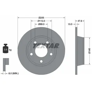 Disque de frein TEXTAR 92117303 arrière, plein, 1 pièce pas cher