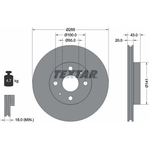 TEXTAR Disques de frein pour TOYOTA: MR2, Yaris, Yaris Verso (Ref: 92115603) pas cher